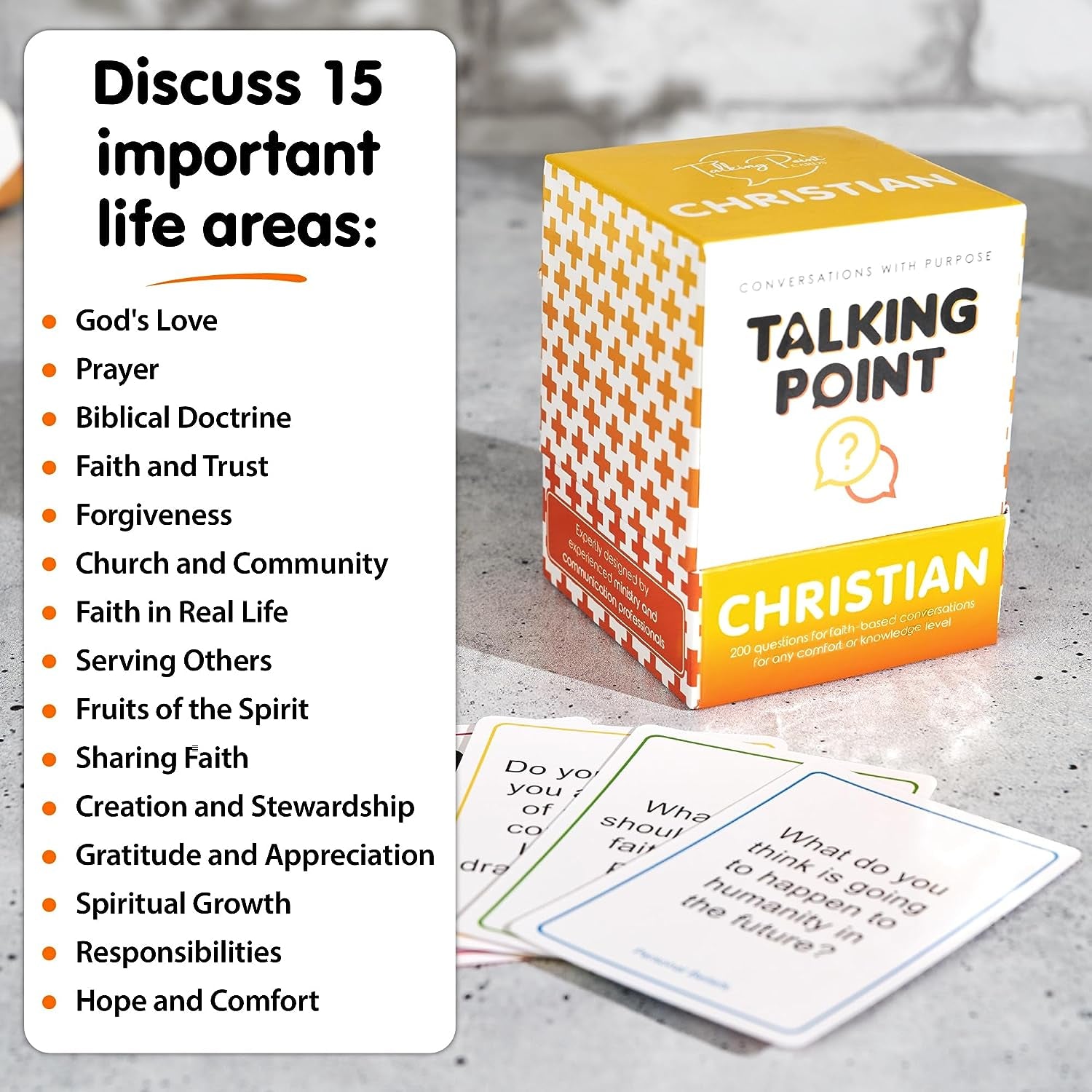 200 Conversation Cards for Christians Game - Explore Your Faith and Have Fun on Family Game Night, Bible Study or Youth Groups - Perfect for Church Groups, Couples Night, Easter Gifts