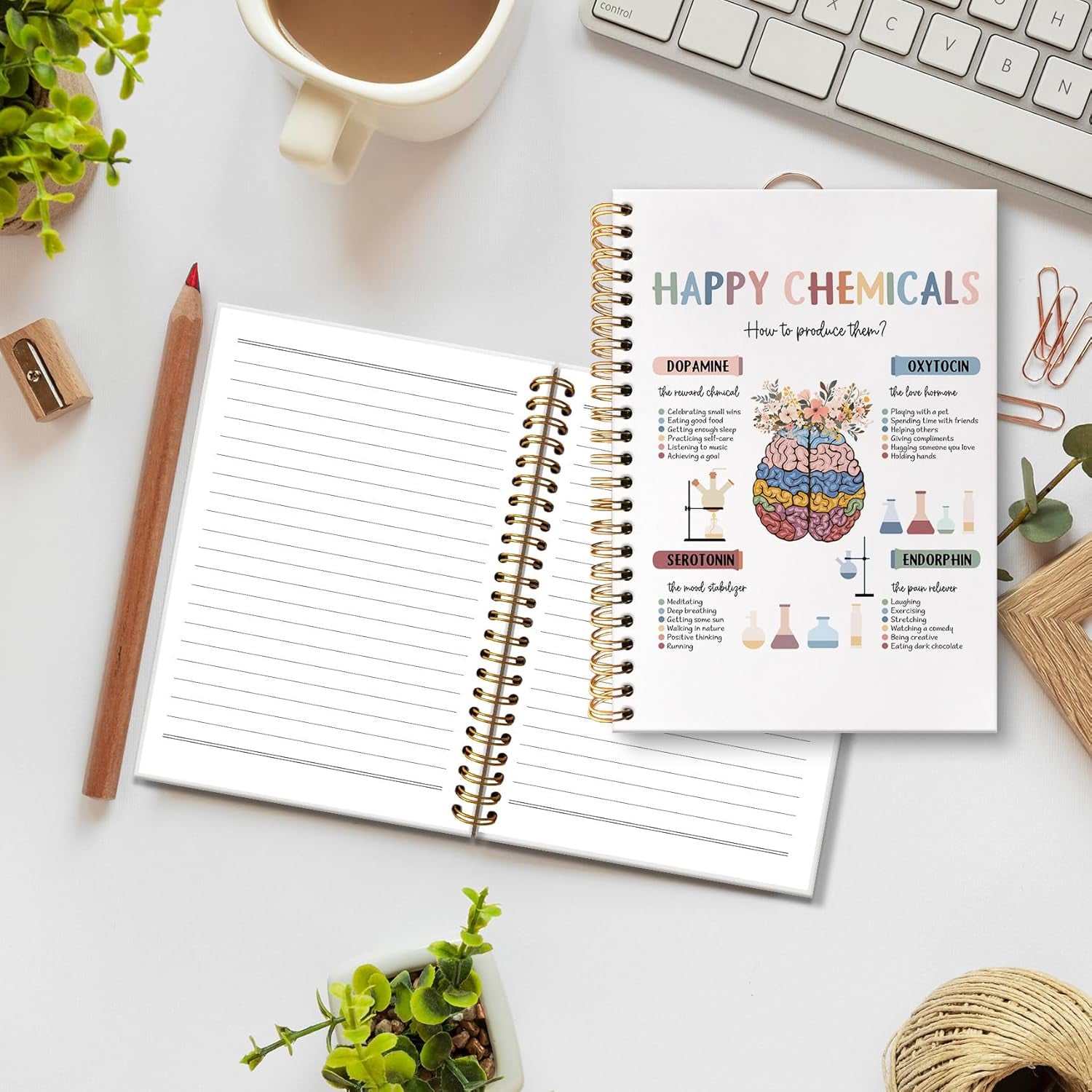 Mental Health Office Boho Notebook Journal, Psychologist Therapist Gift Journal for Women, Therapy Notebooks for Note Taking, Positive Affirmations Hardcover Spiral Notebook, 5.5X8.3 Inch