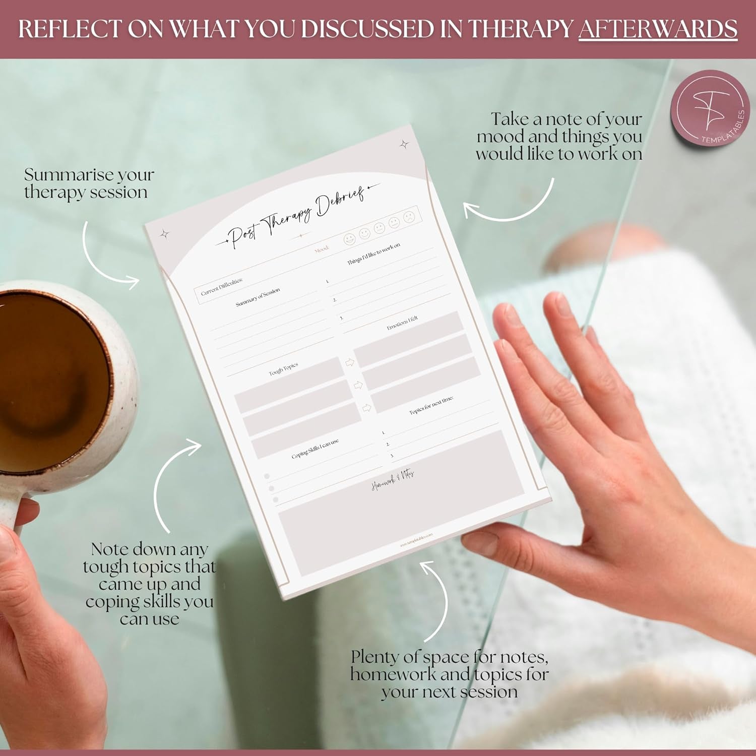 Therapy Notes Journal - Pre & Post Therapy Planner for Reflection, Journaling & Self-Discovery | Premium 120Gsm Paper with Soft Touch Cover | A5 Lux