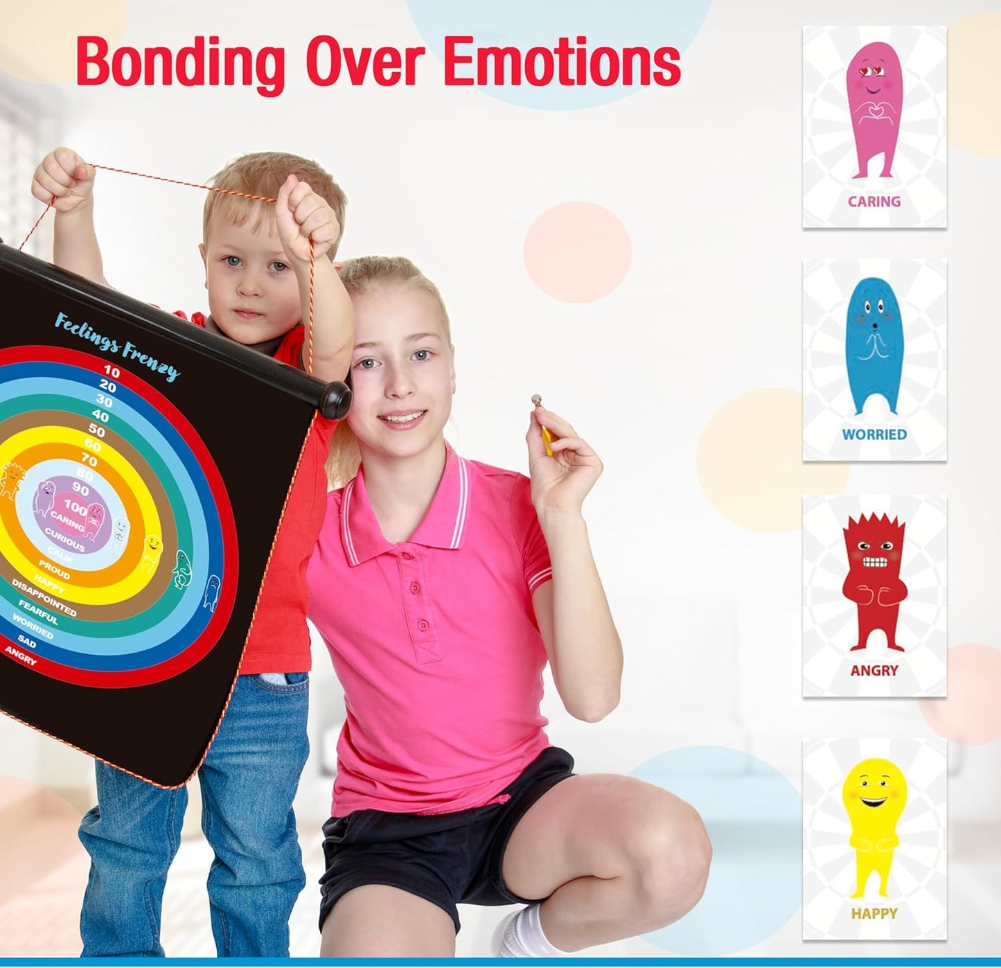 Vibes Therapy Games for Teens & Kids 6+ | 2-In-1 Feelings Dartboard Games | CBT Social Emotional Games | Anger Management Tool for Emotional Regulation & Social Skills | for Professionals & Families