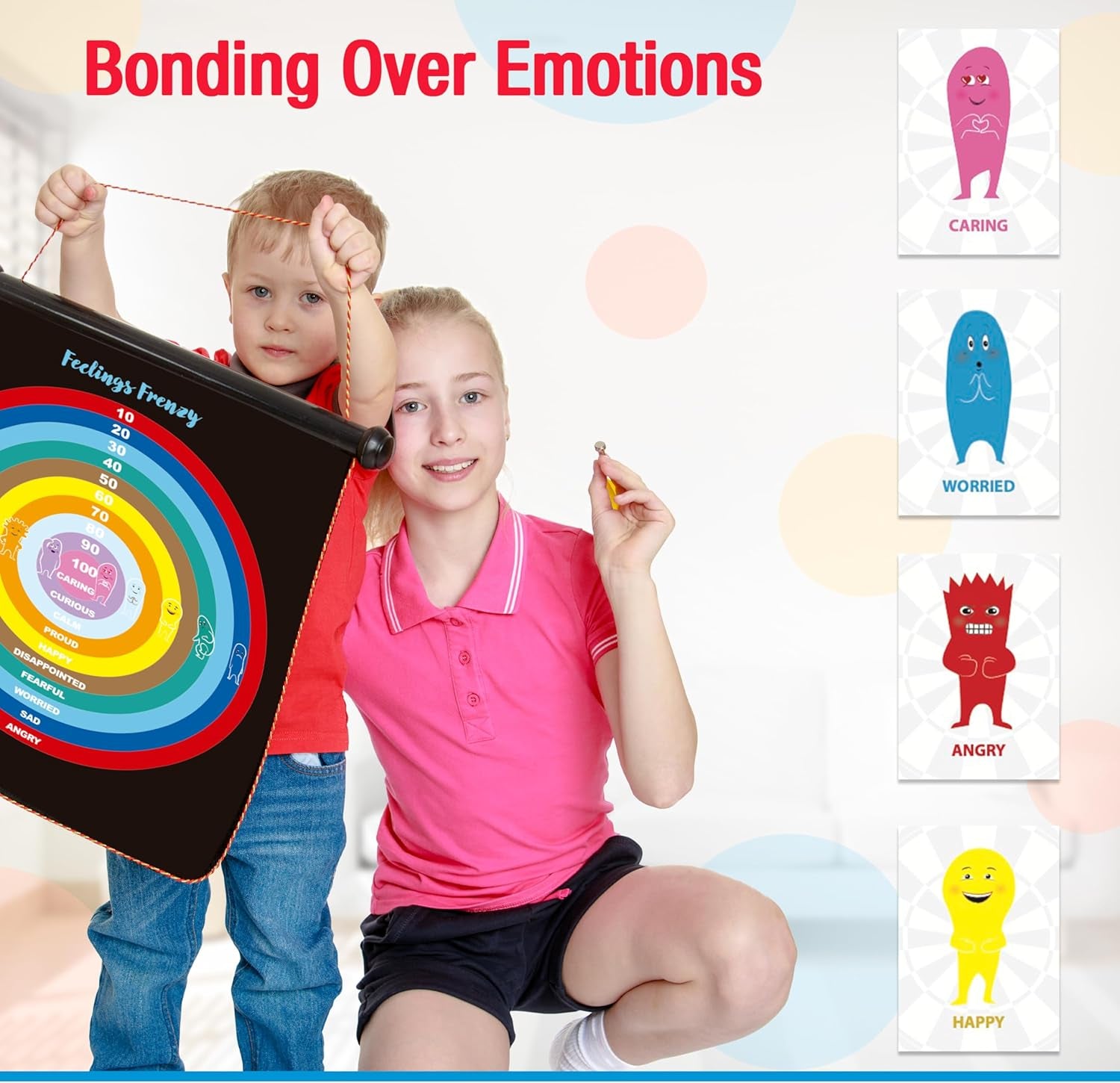 Vibes Therapy Games for Teens & Kids 6+ | 2-In-1 Feelings Dartboard Games | CBT Social Emotional Games | Anger Management Tool for Emotional Regulation & Social Skills | for Professionals & Families