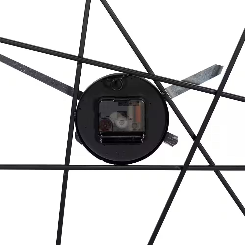 Black Metal Open Frame round Analog Wall Clock