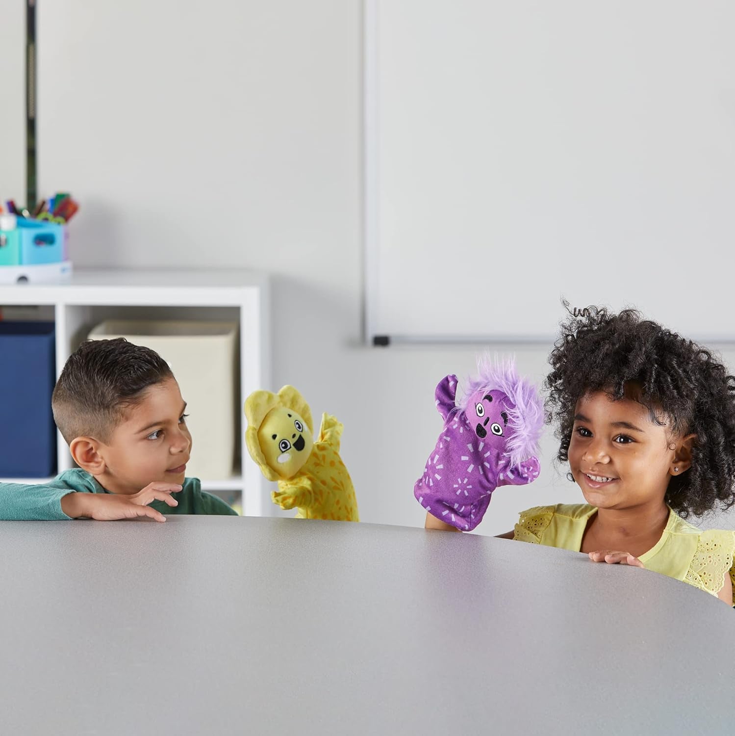 Hand2Mind Feelings Family Hand Puppets, Emotions Toys, Dramatic Play Therapy Toys for Counselors, Social Emotional Learning Activities, Calm down Corner Supplies, Social Skills Activities for Kids