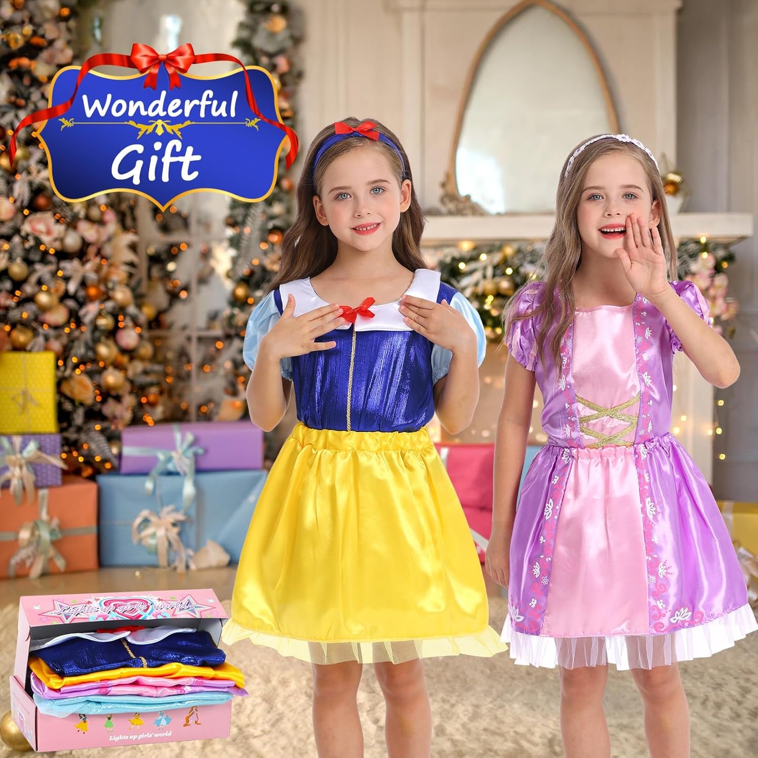 Princess Dress up Clothes for Little Girl Role Play Costume Gift Set Princess Dress up Toys for Toddler Girls