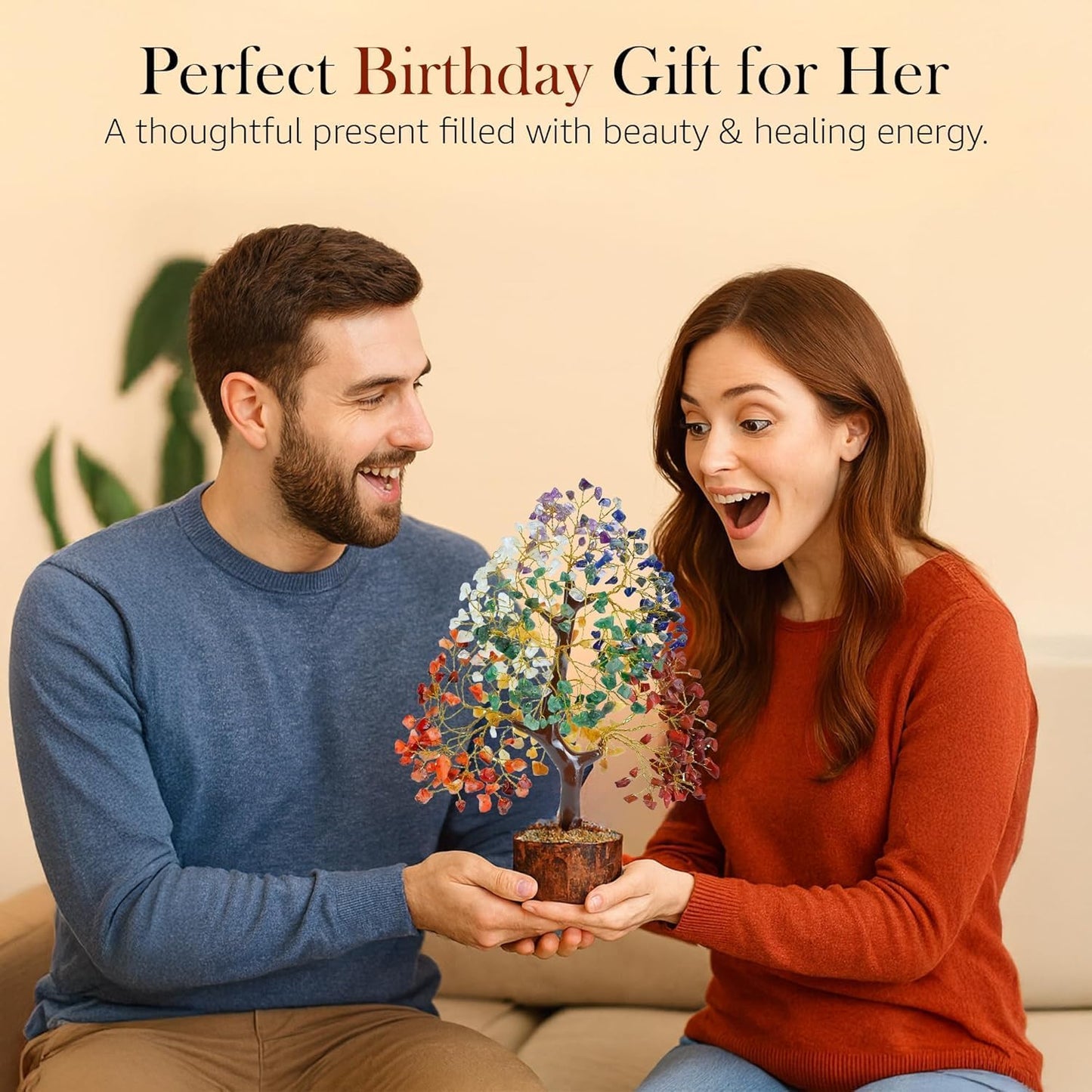 ® the Original 7 Chakra Crystal Tree of Life, Birthday Gifts for Women & Men | Healing Crystals, House Office Decor Tree - Sister, Gifts for Mom, Her House Warming Gift | Women Unique Gift Idea