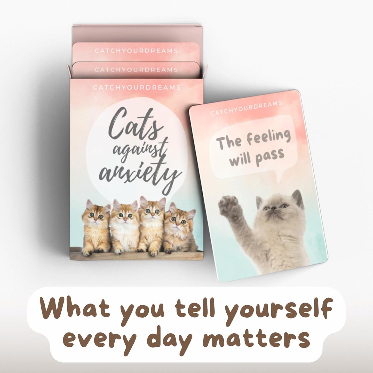 Cats against Anxiety Cards - 50 Cards by  for Self Esteem and Stress, Affirmations for Anxiety Emotions Cat Gifts for Women Men (Cats against Anxiety)