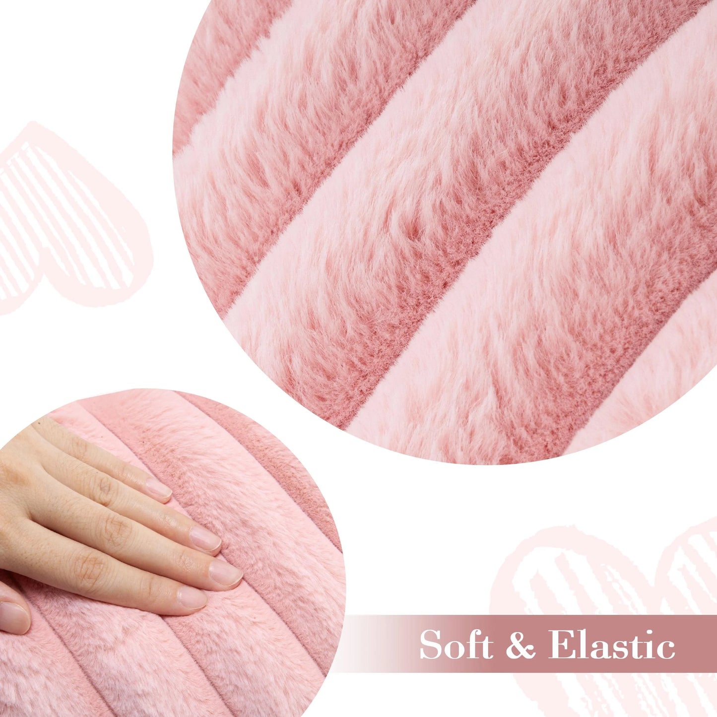 Heart Shaped Pillow, Set of 2, Heart Decorative Throw Pillows, Faux Fur Love Pillows Cute Pillow 20 & 16 Inches, Valentines Day Decorations, Wedding Decor, Pastel Pink