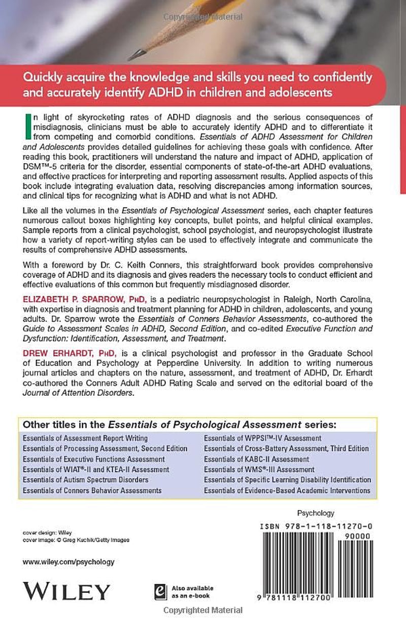 Essentials of ADHD Assessment for Children and Adolescents (Essentials of Psychological Assessment)