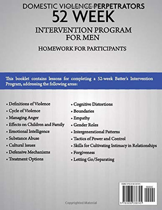 Domestic Violence Perpetrators 52-Week Intervention Program for Men: Homework for Participants