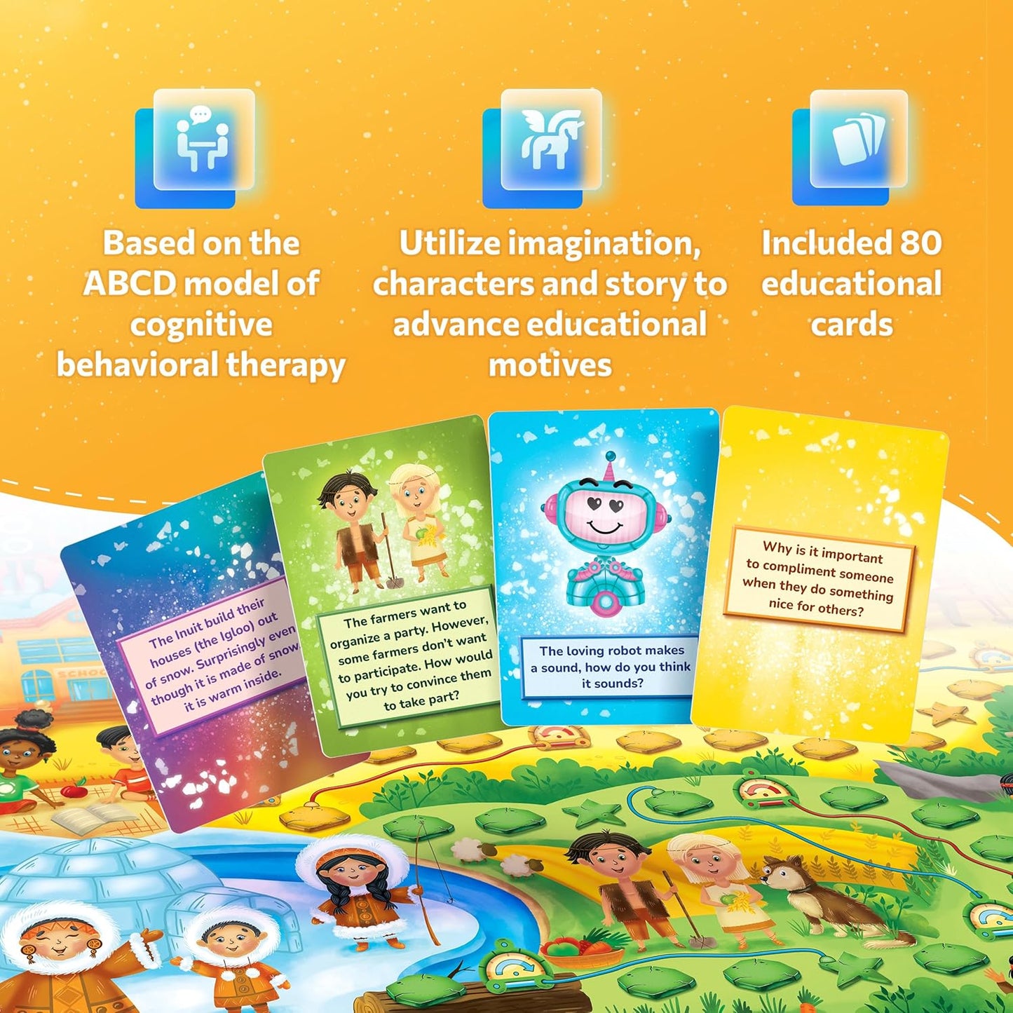 Cbtime Therapy Games for Kids, Playing CBT Board Game for Coping Skills and Social Emotional Learning Activities, Emotion Game Suitable for ADHD, Learning Disability, and More
