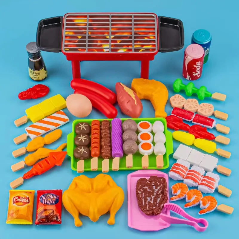 Baby Pretend Play Kitchen Kids Toys Simulation Barbecue Cookware Cooking Food Role Play Educational Gift Toys for Children