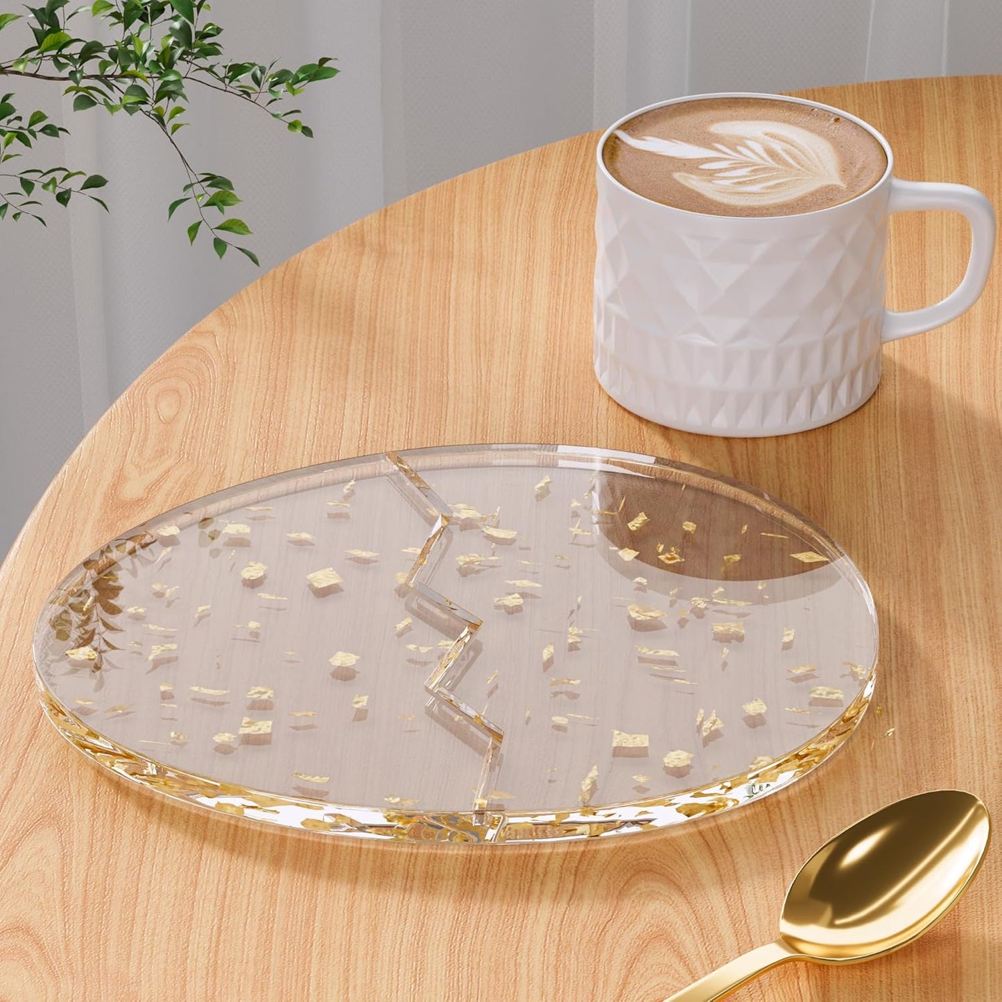 Acrylic Coaster Decorative Plates, Irregular Bar Drink Coaster, Clear Cloud Shape Coffee Cup Coaster, Perfect for Tabletop Protection and Accessories Display.(Gold)