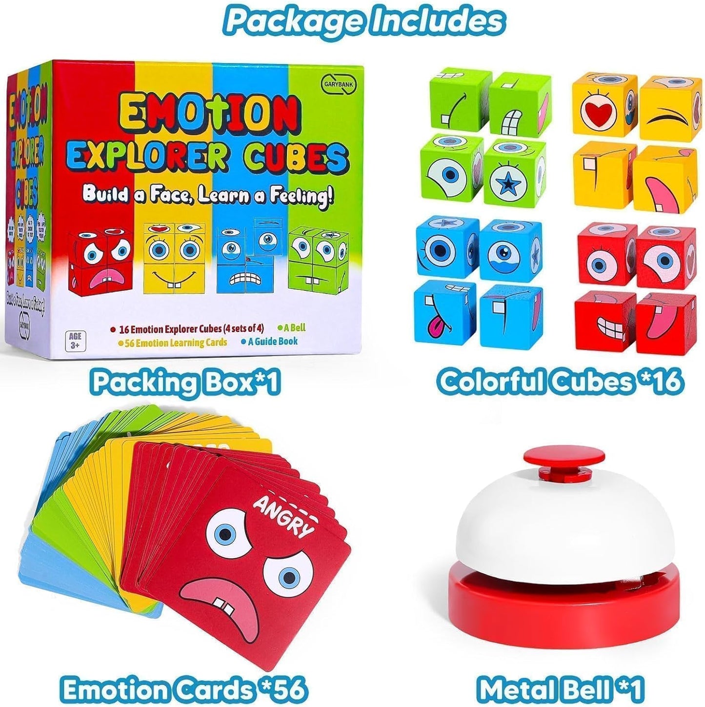 Feelings Cube Game for Kids Social Emotional Learning, W/56 Emotion Cards, Autism Speech Therapy Materials & Activities, School Counselor Office Must Haves, Feeling Toy for Kids
