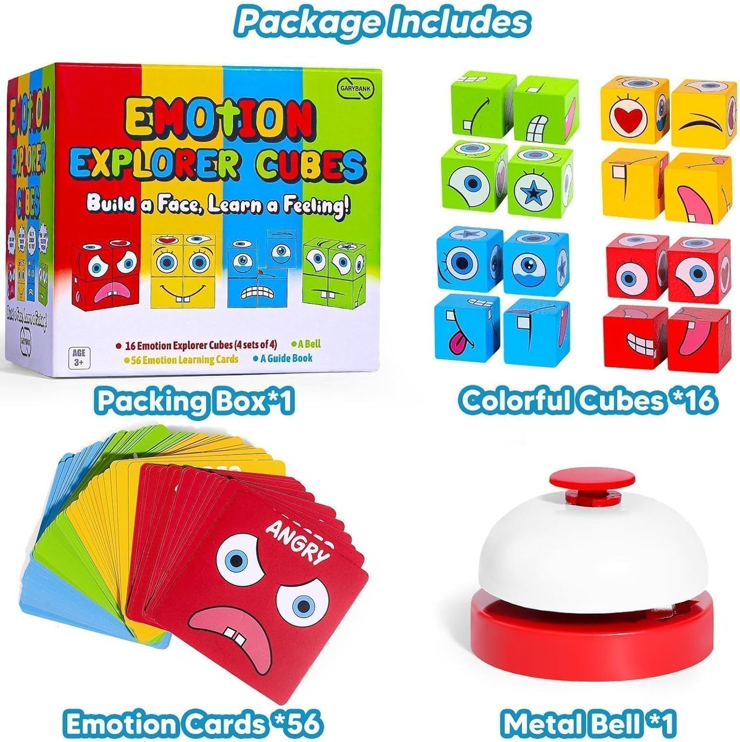 Feelings Cube Game for Kids Social Emotional Learning, W/56 Emotion Cards, Autism Speech Therapy Materials & Activities, School Counselor Office Must Haves, Feeling Toy for Kids