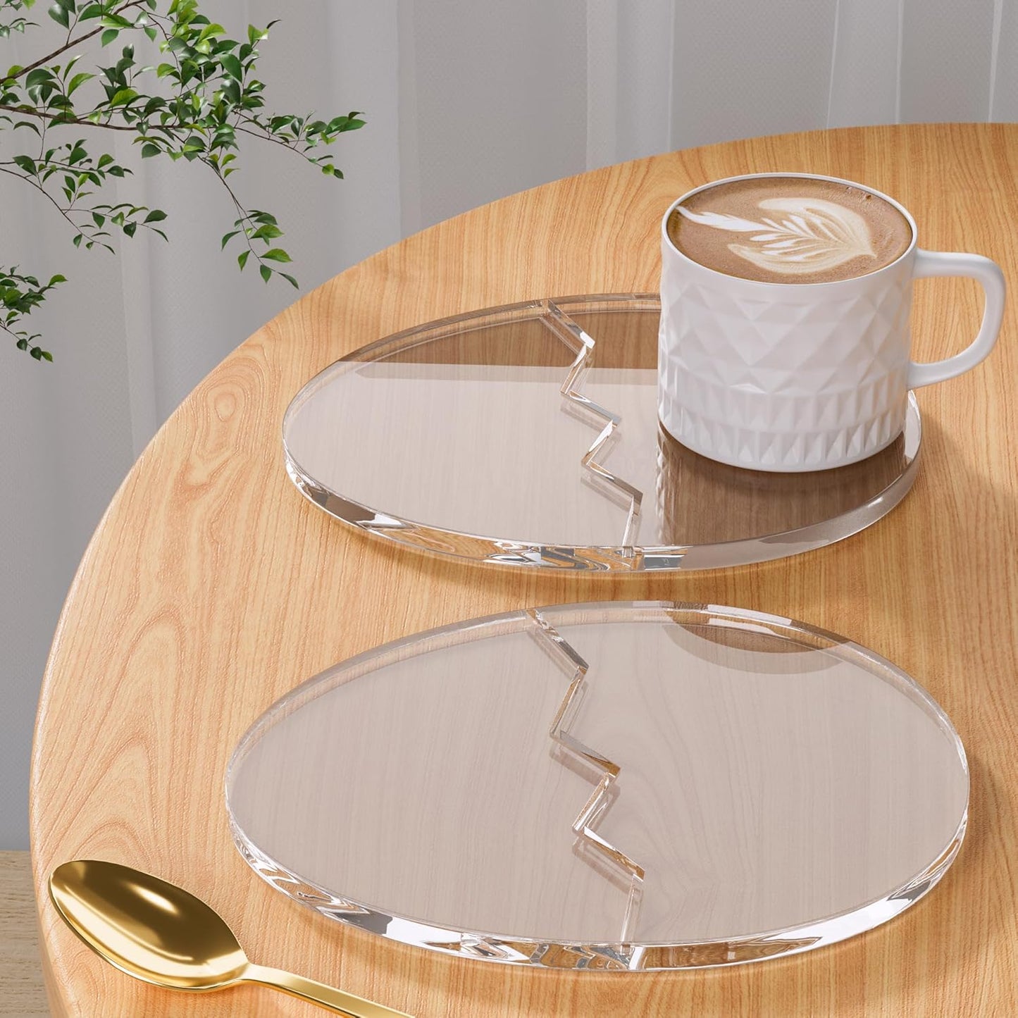 Acrylic Coaster Decorative Plates, Irregular Bar Drink Coaster, Clear Cloud Shape Coffee Cup Coaster, Perfect for Tabletop Protection and Accessories Display.(Gold)