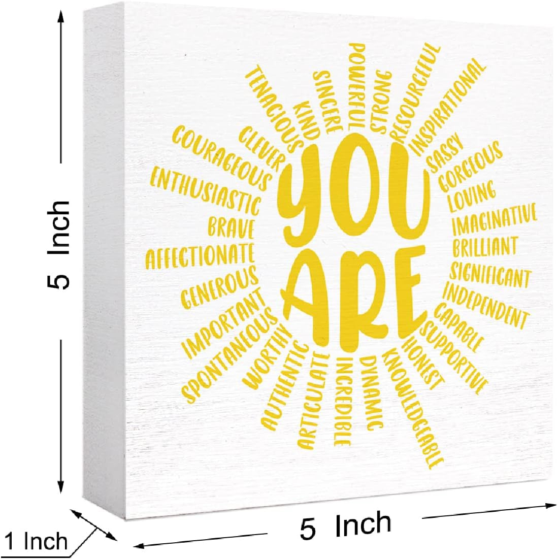 Yellow Sunshine Wood Box Sign You Are Sun Decor Wooden Block Signs Motivational Sign Inspirational Desk Décor for Home Office Bedroom Classroom Table Décor