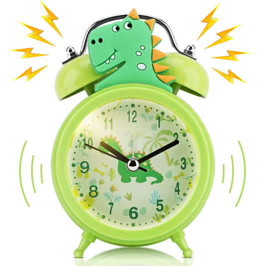 Kids Alarm Clock Cute Dinosaur Unicorn Desk Clock Double Bell Clock with Backlight Alarm Clock for Children Sleep Trainier Gifts