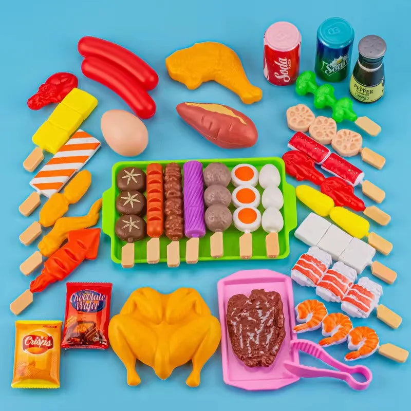 Baby Pretend Play Kitchen Kids Toys Simulation Barbecue Cookware Cooking Food Role Play Educational Gift Toys for Children