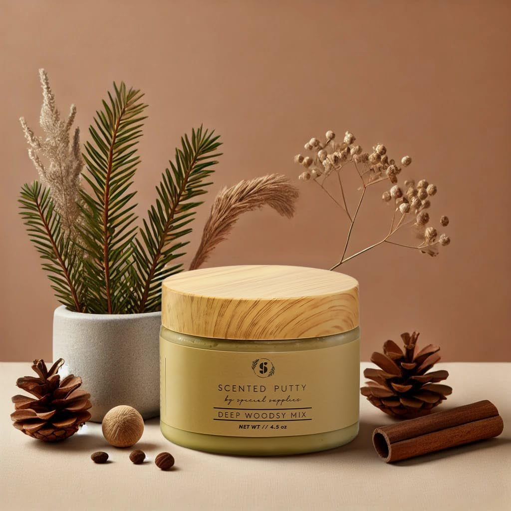 Scented Therapy Putty Dough - Infused with Pure Essential Oils for Aromatherapy and Meditation- Relaxation Gifts for Kids and Adults - Non-Stick (Deep Woodsy Mix (4.5 Oz))