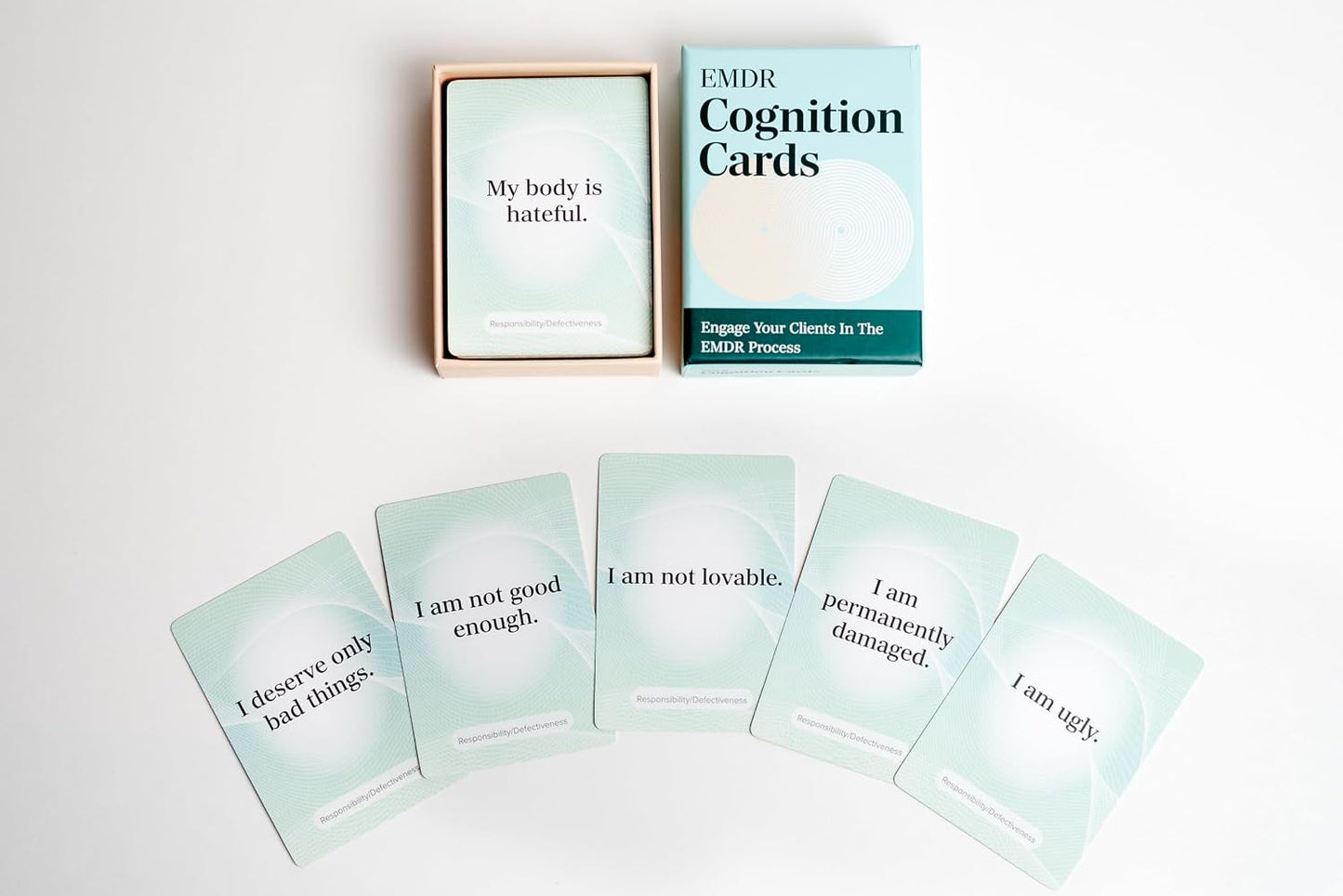 EMDR Cognition Cards | 55 Negative & Positive Cognition Cards | Clinical Resource for EMDR Therapists for Case Conceptualization, Target Selection & Reprocessing |
