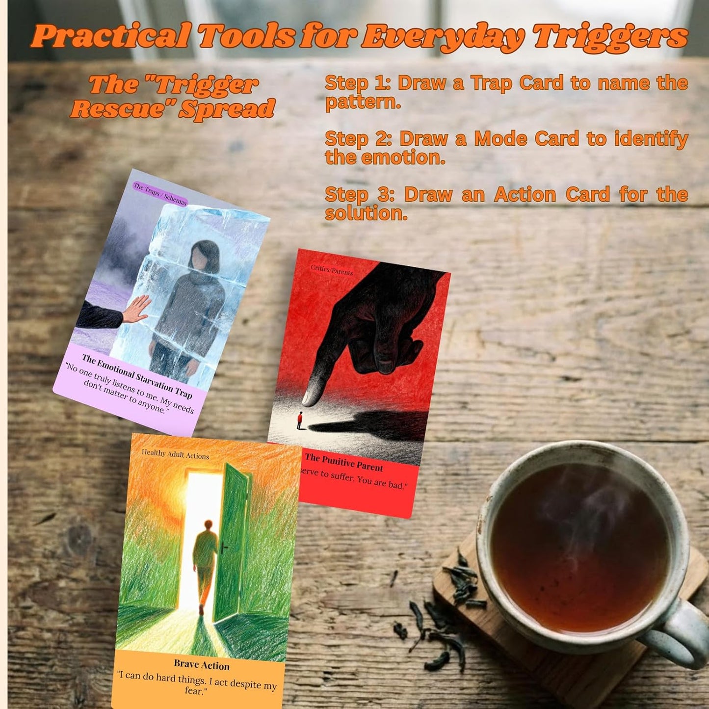 Schema Therapy Cards for Inner Child Healing & Emotional Regulation – 52-Card Deck to Break Negative Patterns, Silence the Inner Critic, and Nurture the Healthy Adult – Psychology Tools for Self-Care