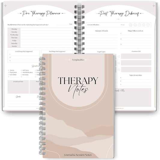 Therapy Notes Journal - Pre & Post Therapy Planner for Reflection, Journaling & Self-Discovery | Premium 120Gsm Paper with Soft Touch Cover | A5 Lux