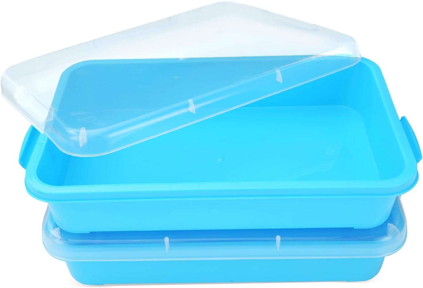Sensory Bin Sand Tray with Lid for Toddlers 2 Pcs 15In Portable Sandbox Toy Large Plastic Tray for Kids 3 4 5 6 Fill with Sand, Water, Beads, and More (Green+Blue)
