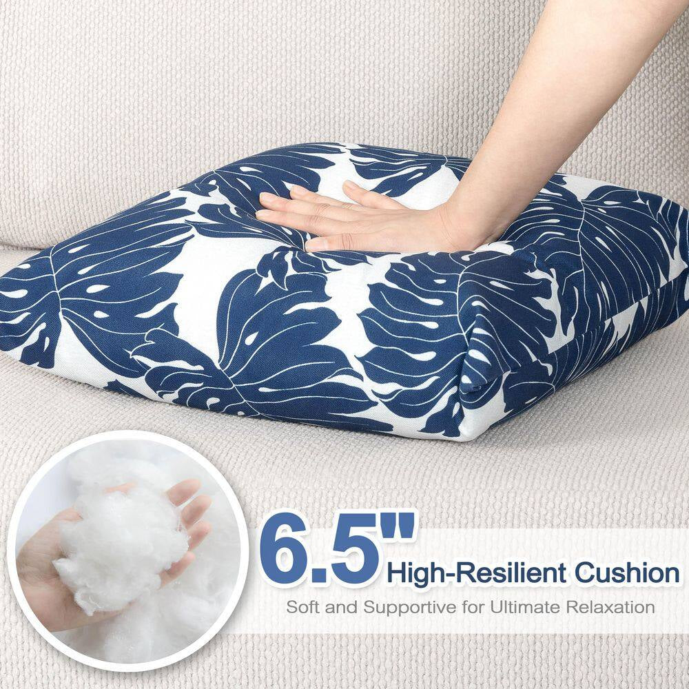 17.3 In. X 17.3 In. Patio Square Outdoor Throw Pillow in Palm Leaf (2-Pack)