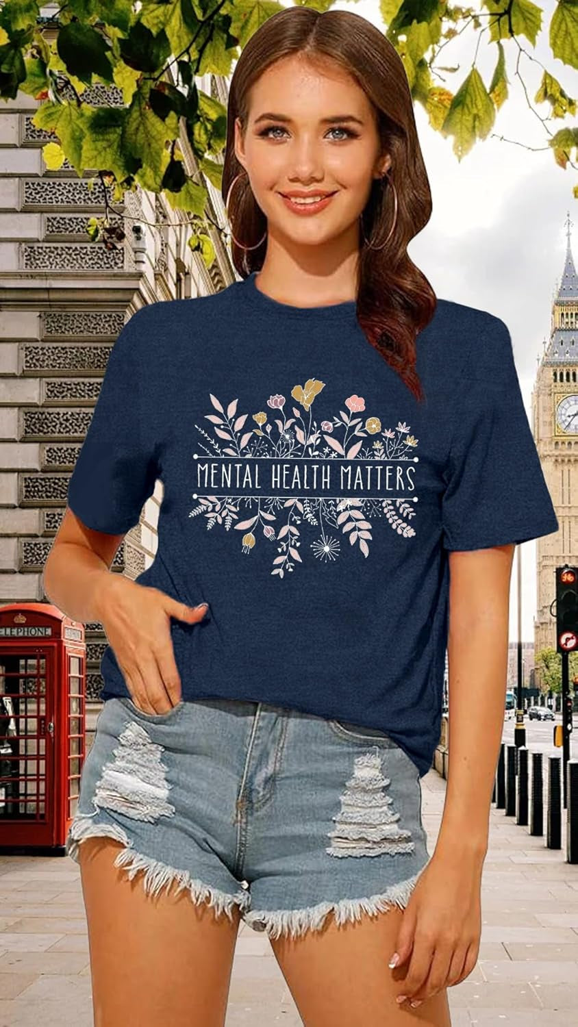 Mental Health Matters Shirt for Women Be Kind Tshirts Therapist Tee Top