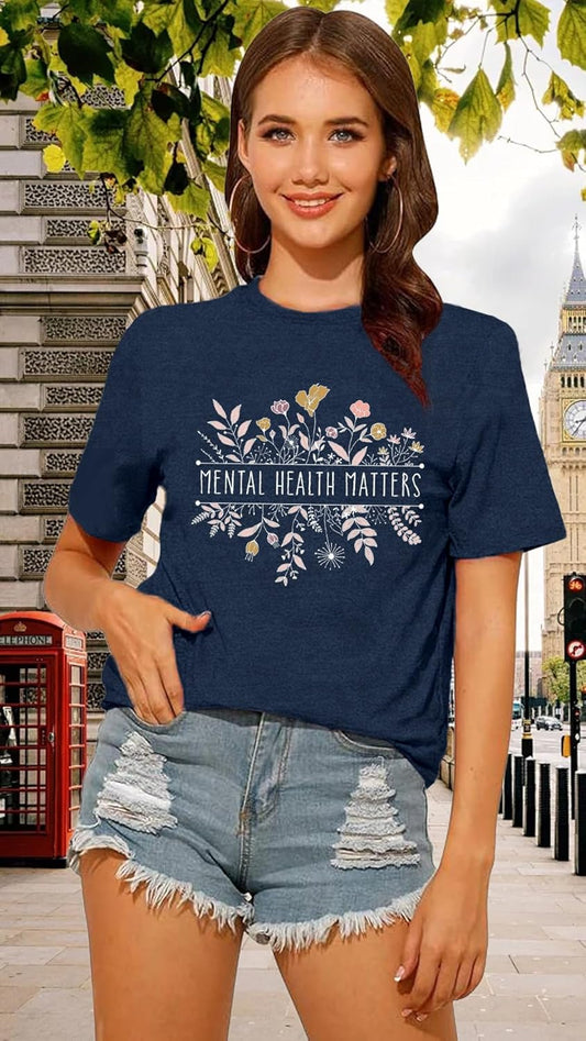 Mental Health Matters Shirt for Women Be Kind Tshirts Therapist Tee Top
