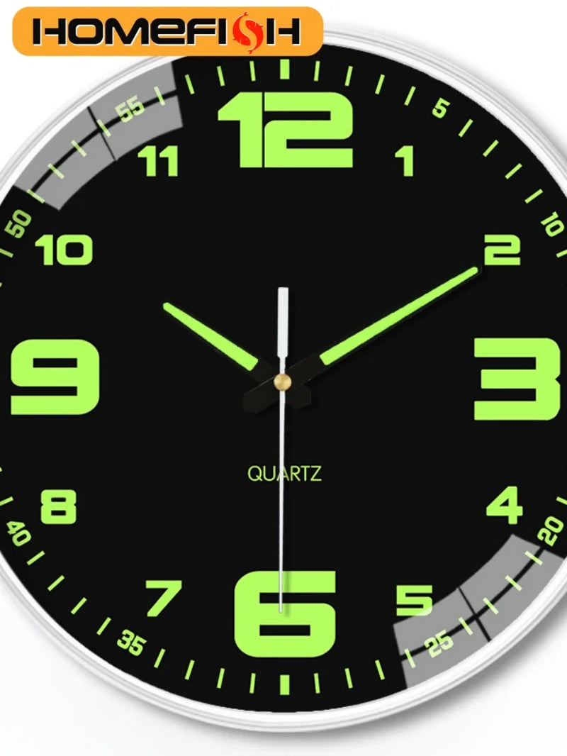 8 Inch Wall Clock Luminous Clock Living Room Decorative Wall Clock Stylish Silent Hole-Free Wall Clock Quartz Clock