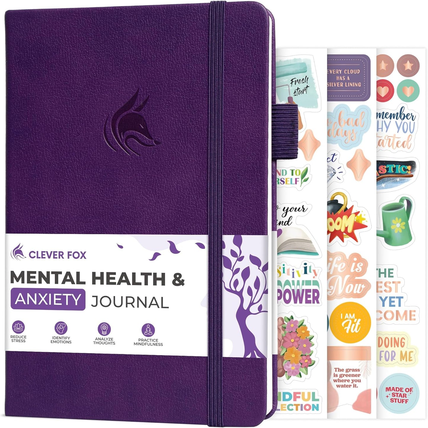 Mental Health & Anxiety Journal – Guided CBT Journal with Prompts for Self Help & Stress Relief – Mood & Emotion Tracker (Purple)