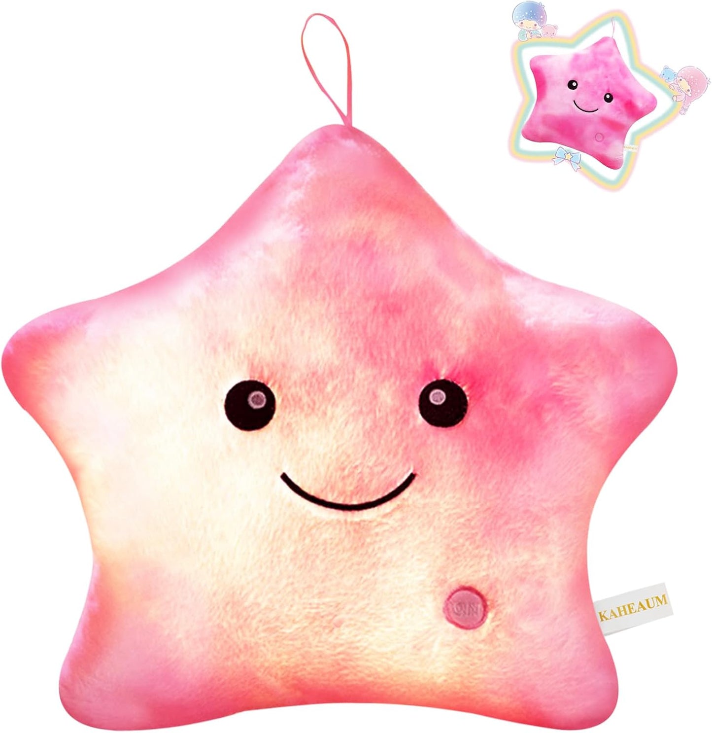 Kids Decorative Pillow,Cute Star LED Light up Pillow Gift for Girls Women Birthday Unique Throw Pillows Bedroom Couch Office Lumbar Back Cushion Purple Plush Pillow Stuffed Toy