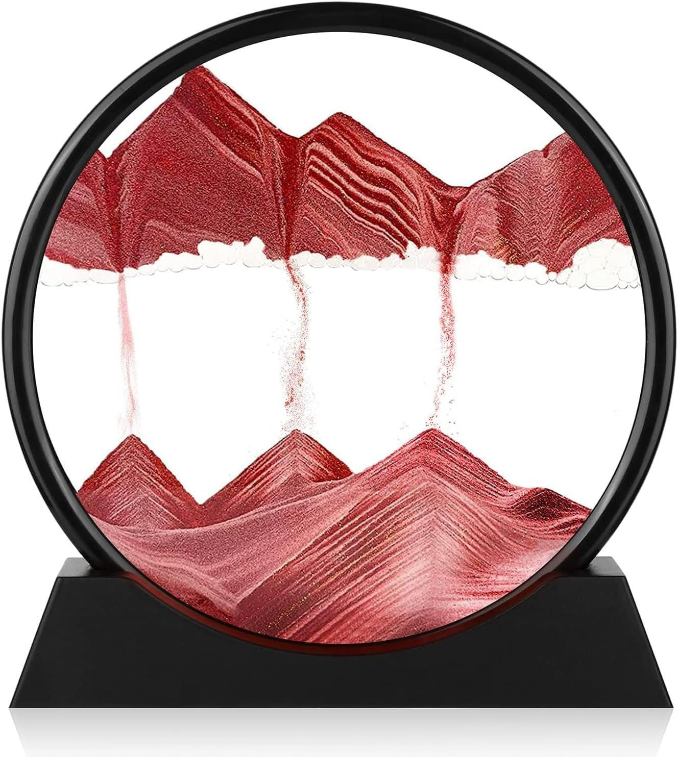 Moving Sand Art Picture - round Glass 3D Deep Sea Sandscape - 3D Quicksand Painting Decor - Relaxing Home Decoration Desk Figurine for Office, Home, Desk, Mantle, Bookshelf - (Green, 7 In)