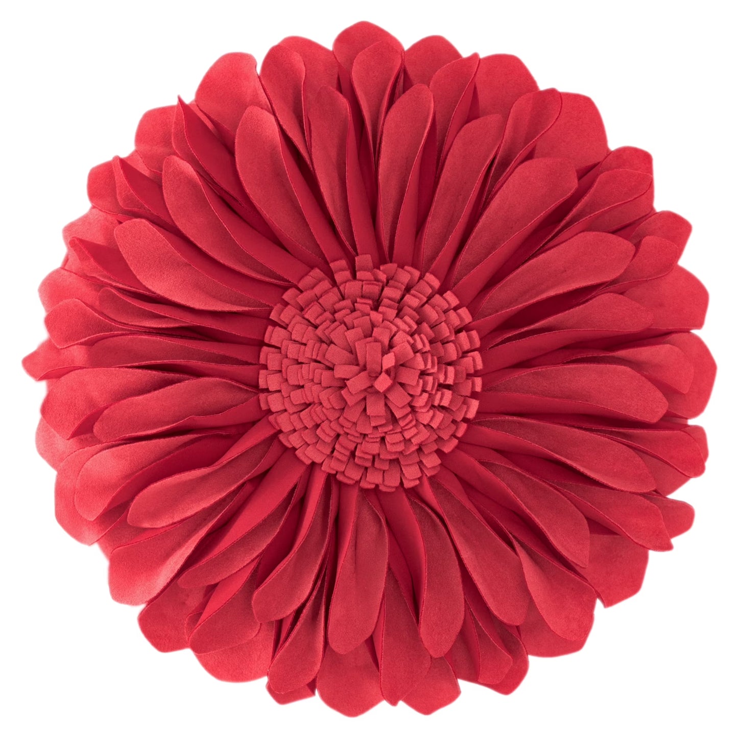 Decorative round Suede Flower Throw Pillows with Insert for Bed Sofa 14 Inch Orange Red