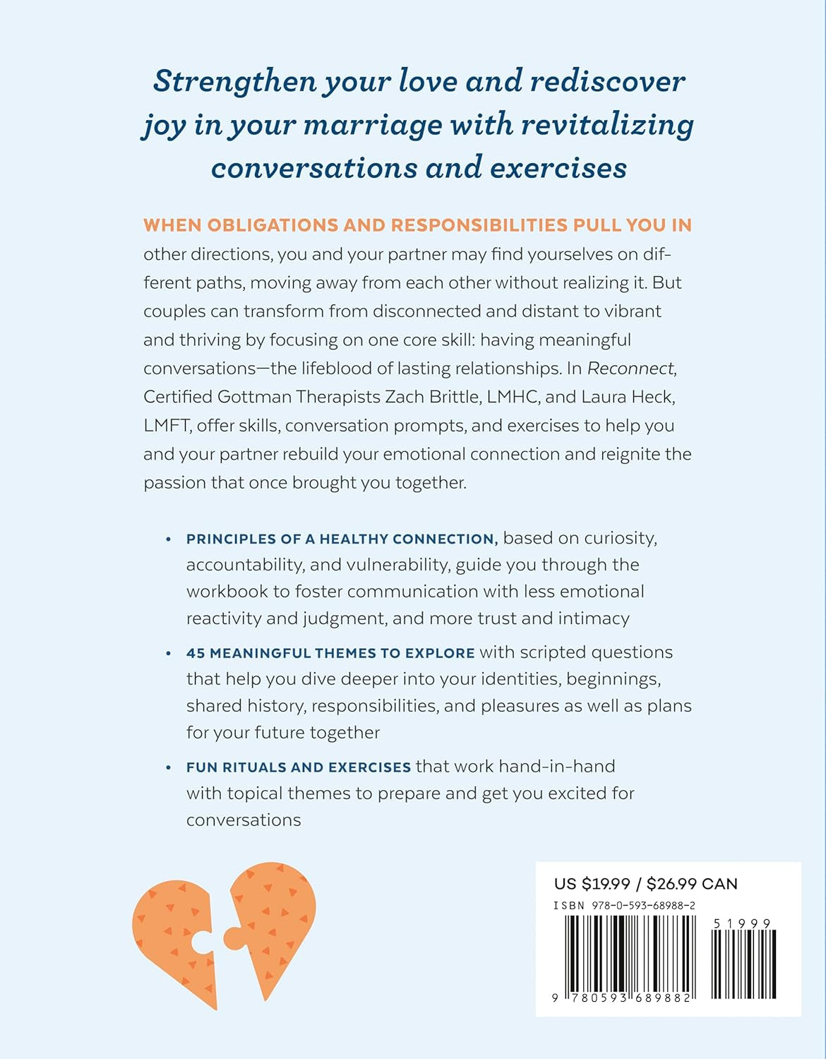 Reconnect: a Marriage Counseling Workbook: Guided Conversations & Exercises for a Long-Lasting Relationship