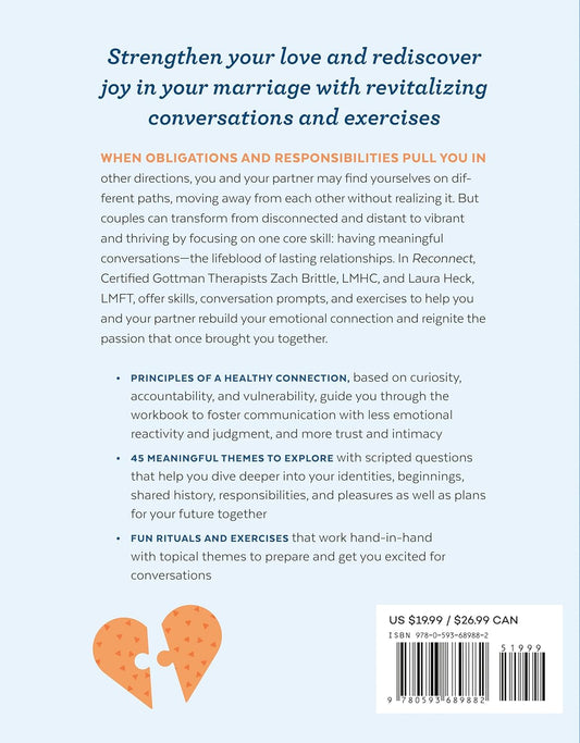 Reconnect: a Marriage Counseling Workbook: Guided Conversations & Exercises for a Long-Lasting Relationship