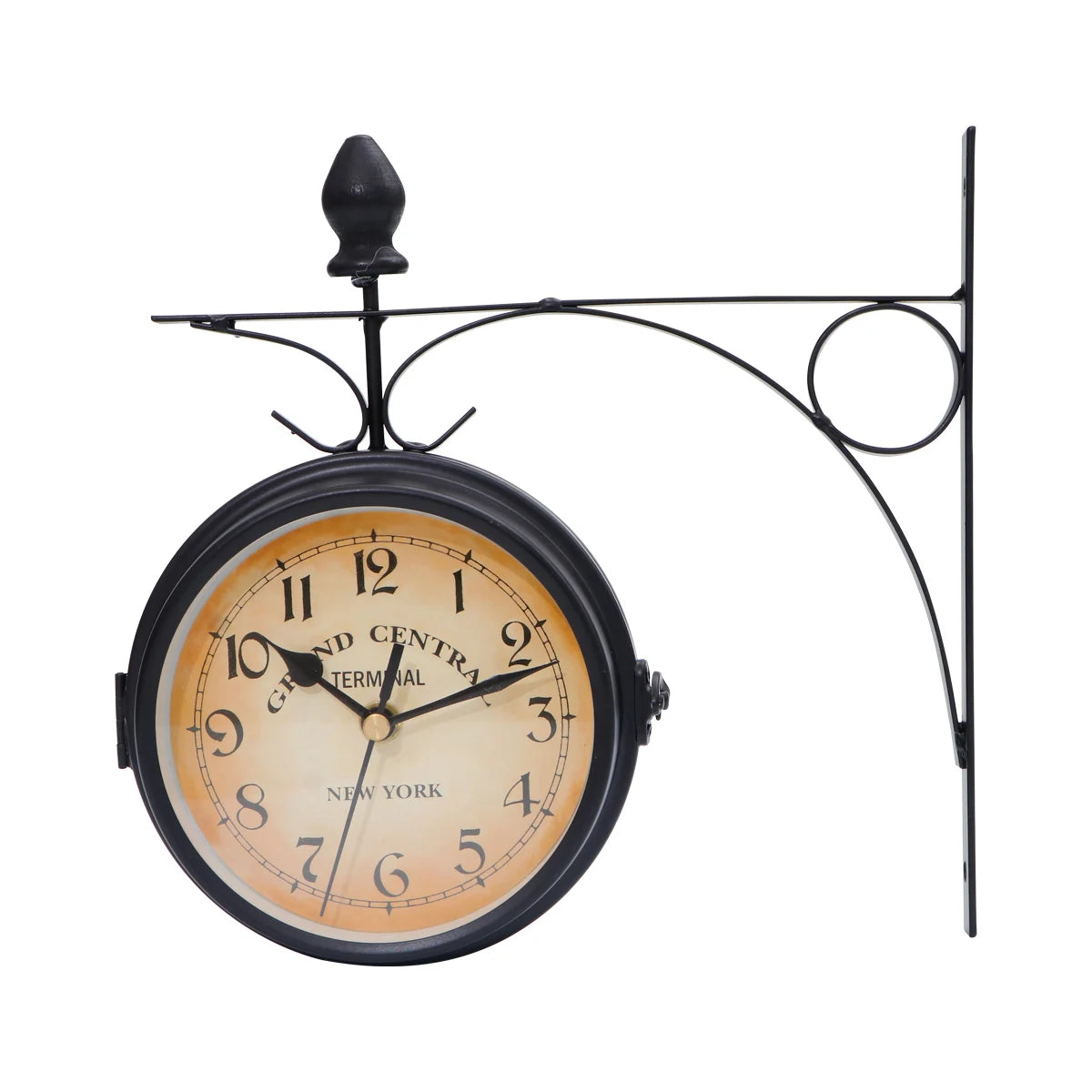 Double Sided Train Station Waterproof Wall Clock Retro Wrought Iron Wall Clock Garden Silent Wall Clock Timer Decoration