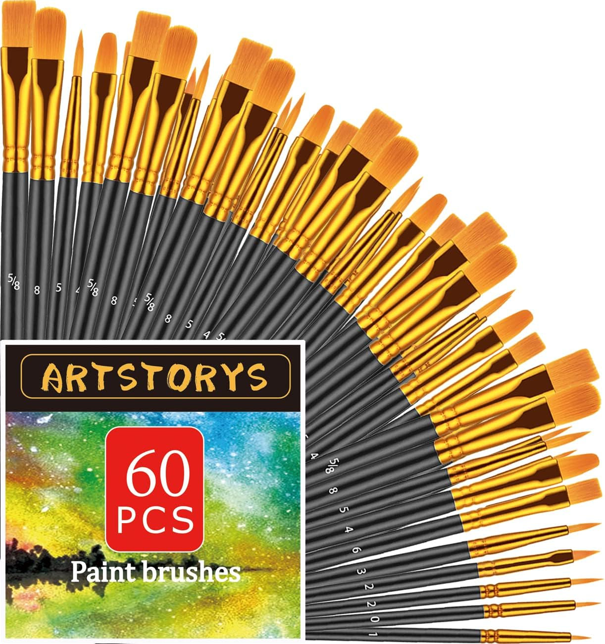 Paint Brushes Set, 30 Pcs Paint Brushes for Acrylic Painting, Oil Watercolor Acrylic Paint Brush, Artist Paintbrushes for Body Face Rock Canvas, Adult Drawing Arts Crafts Supplies, Blue