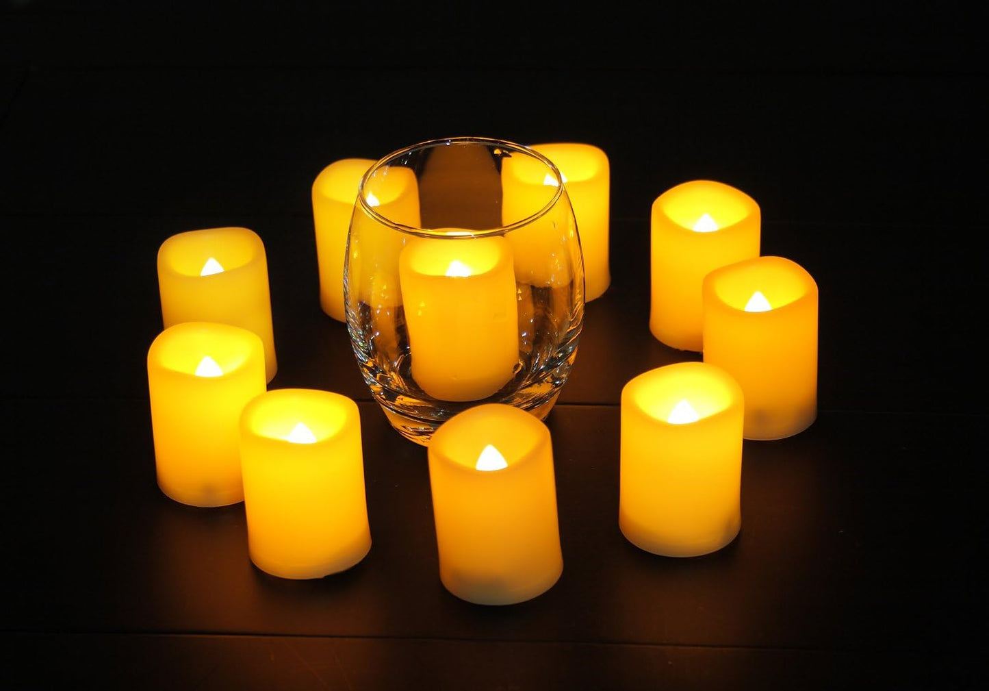 Battery Operated Flameless Votive Candles Realistic Flickering Fake Electric LED Tea Lights Set Bulk Wedding Party Halloween Christmas Decorations Table Centerpieces Batteries Incl 24PCS