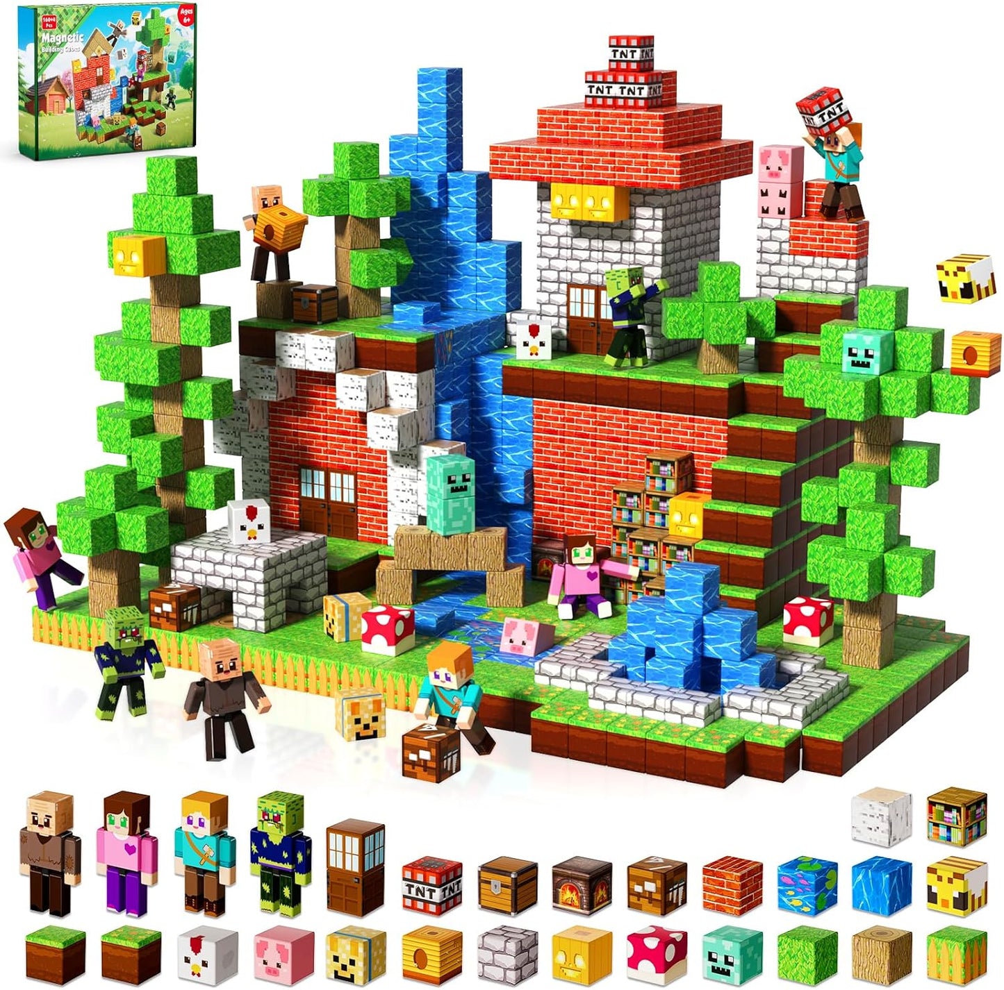 20 Pcs Magnetic Action Figures Playset - Magnetic Building Blocks, Magnet Cubes and Rotatable Figures Character Toys for Kids, Birthday Gift for 6+ Year Old Boys Girls (Patent Pending)