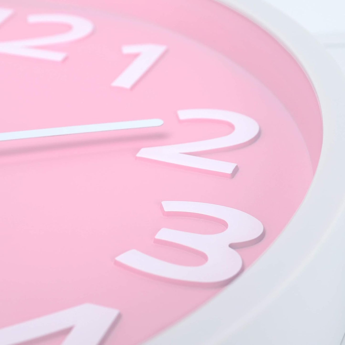 12 Inch Silent 3D Numbers Pink Wall Clock Girls Bedroom, Battery Operated Pink Clock Wall for Living Room Decor