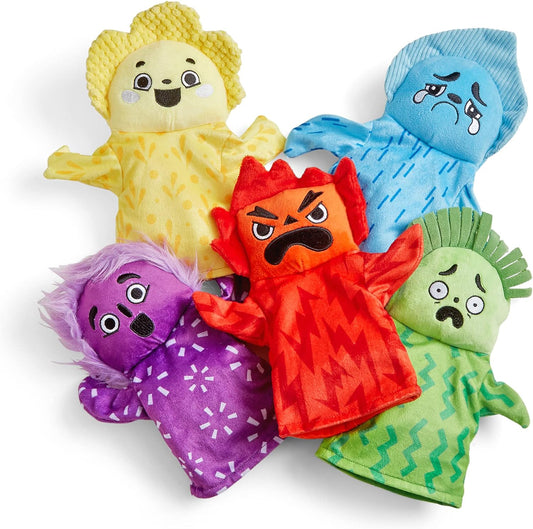 Hand2Mind Feelings Family Hand Puppets, Emotions Toys, Dramatic Play Therapy Toys for Counselors, Social Emotional Learning Activities, Calm down Corner Supplies, Social Skills Activities for Kids