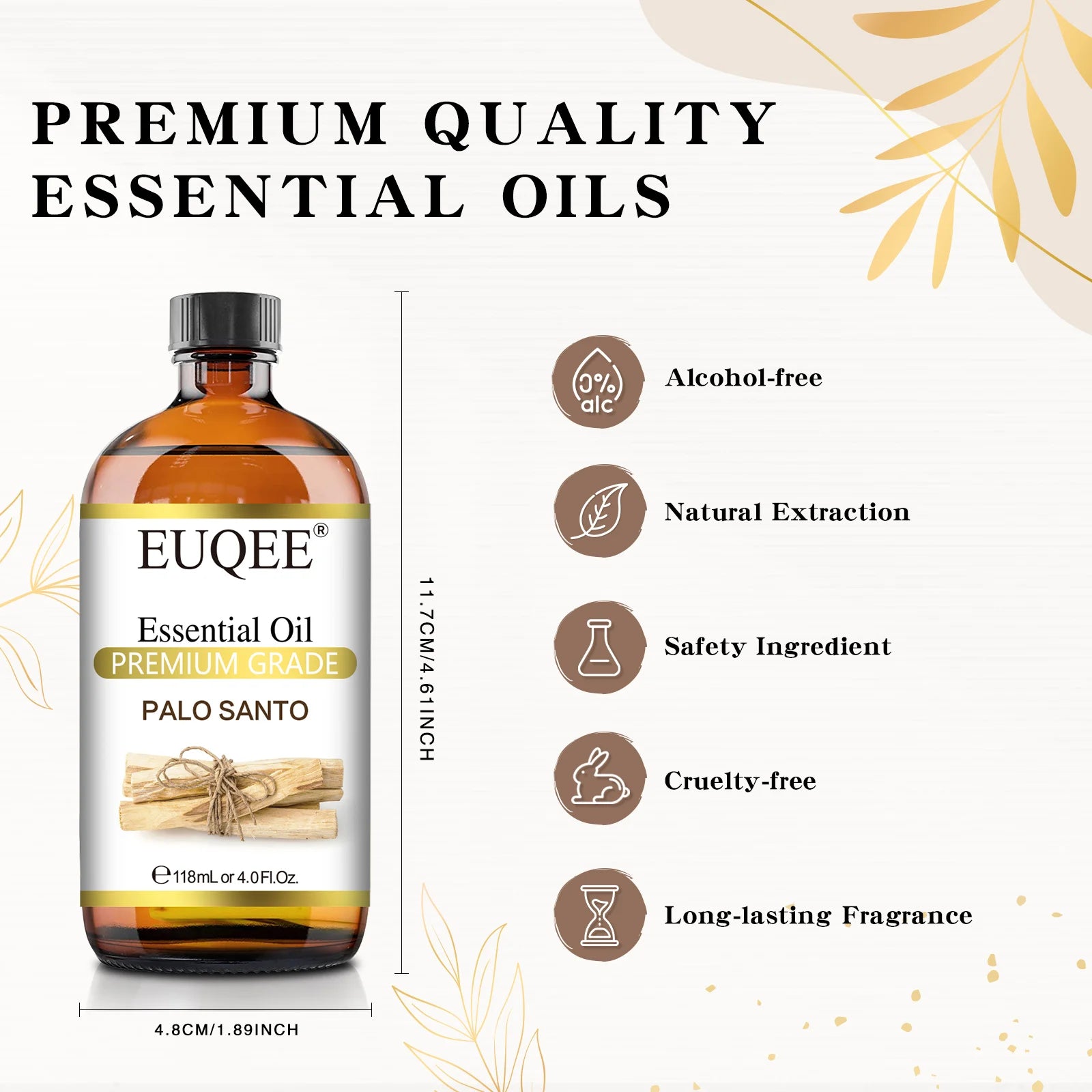 118Ml Essential Oil Palo Santo Aromatherapy Essential Oils for Diffuser Soap Candle Making Air Freshener– with Dropper