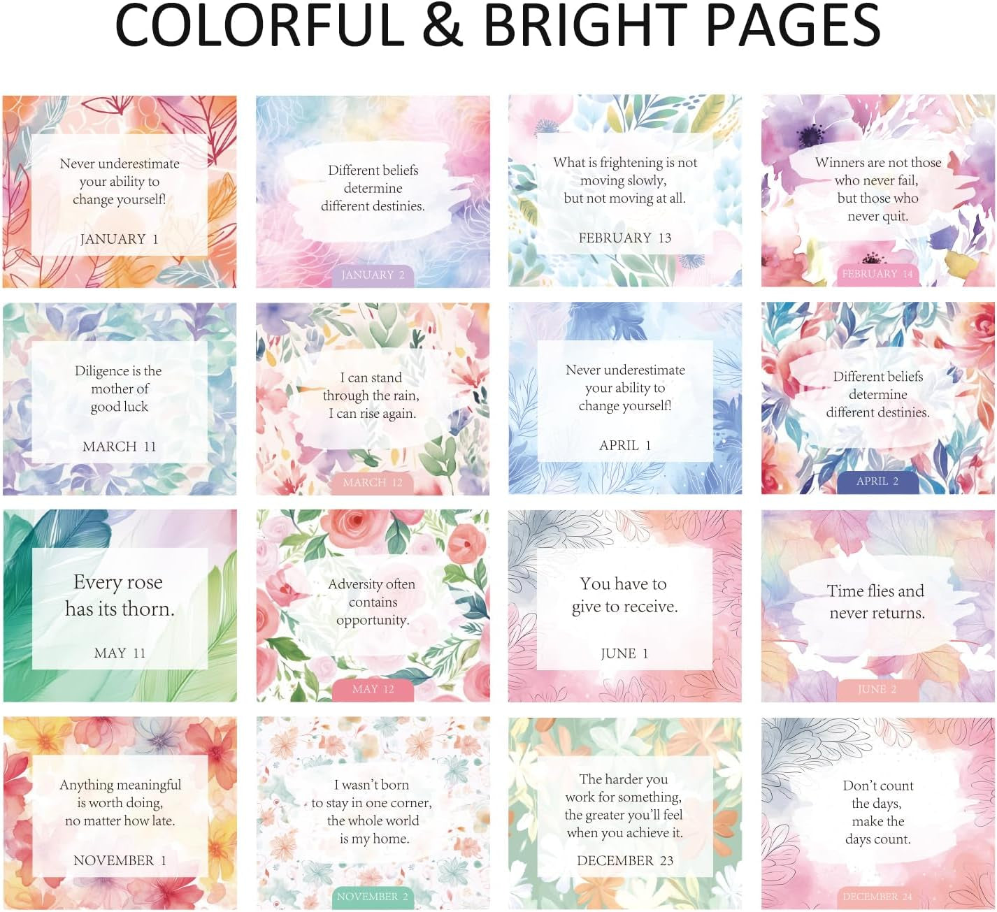 Daily Flip Calendar with Inspirational Quotes - Motivational Perpetual Calendar Desk Office Home Decor for Women, Gifts Desk Accessories for Girls Positive Affirmations