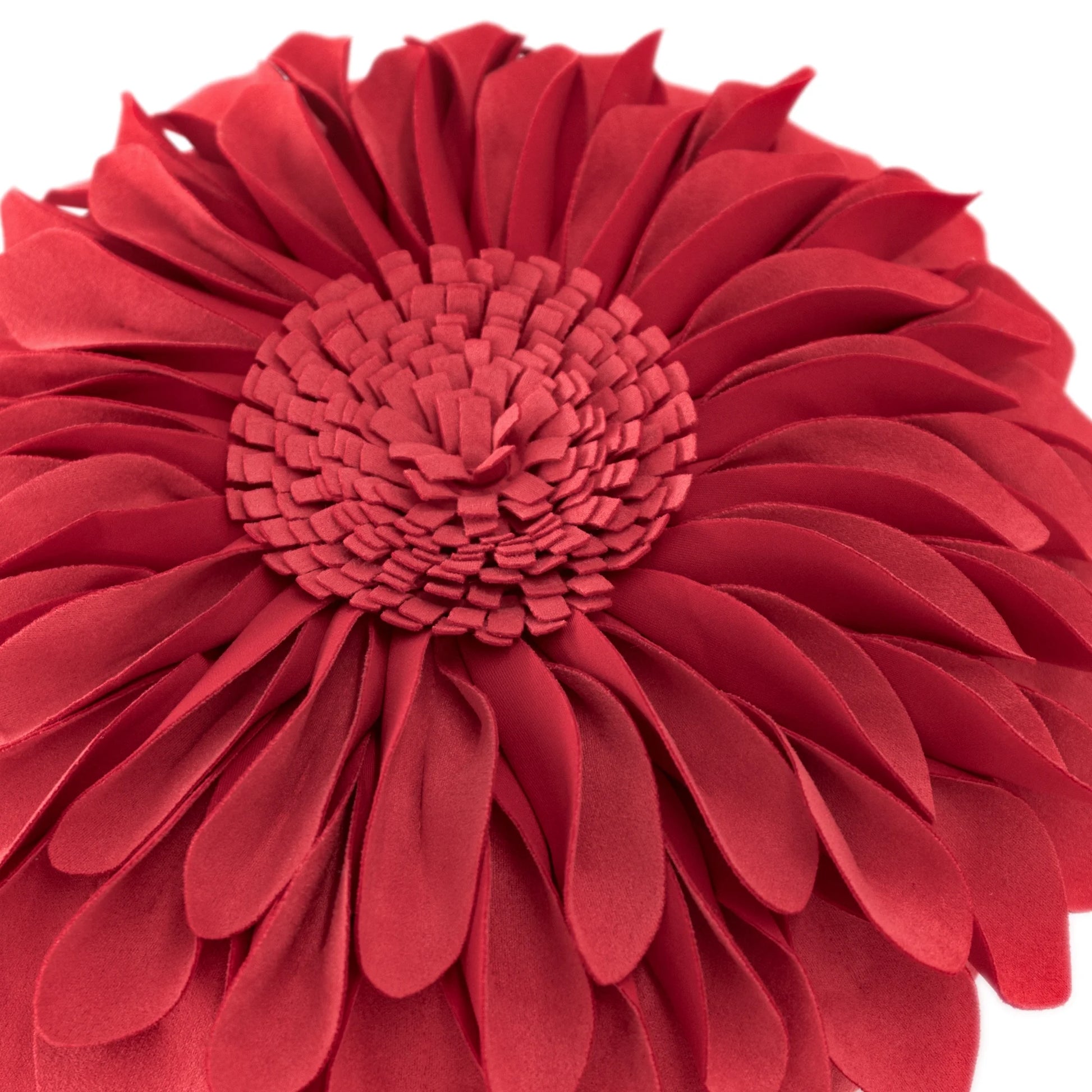 Decorative round Suede Flower Throw Pillows with Insert for Bed Sofa 14 Inch Orange Red