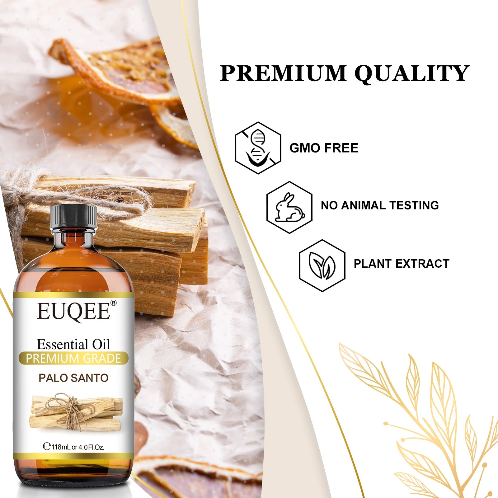 118Ml Essential Oil Palo Santo Aromatherapy Essential Oils for Diffuser Soap Candle Making Air Freshener– with Dropper