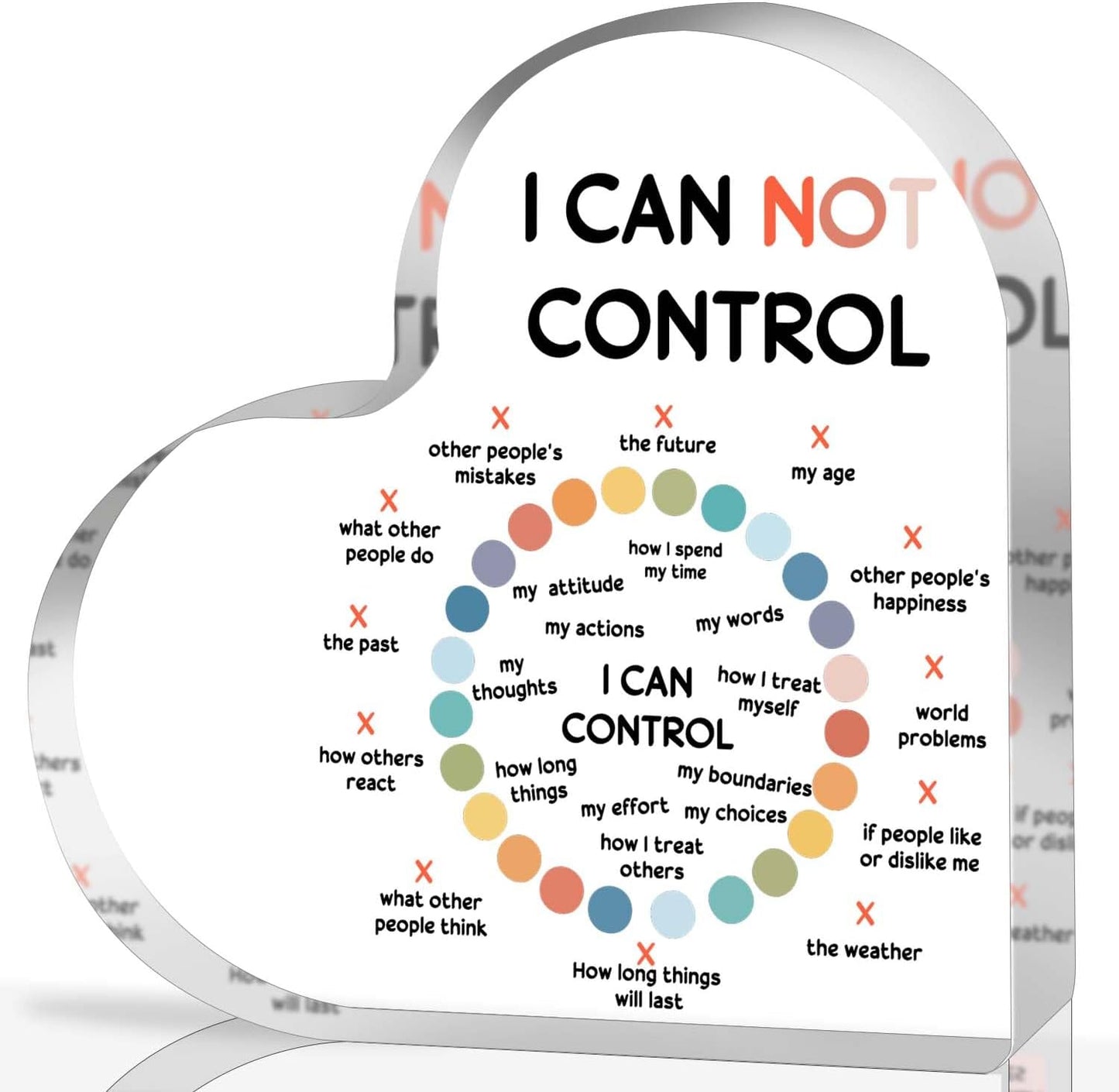 Note to Self Motivational Decor - Office Acrylic Heart Gift Therapy Mental Health Print Decorations for School Counseling Office Therapy Desktop Art Decoration School Counselor, Therapist Office Gifts