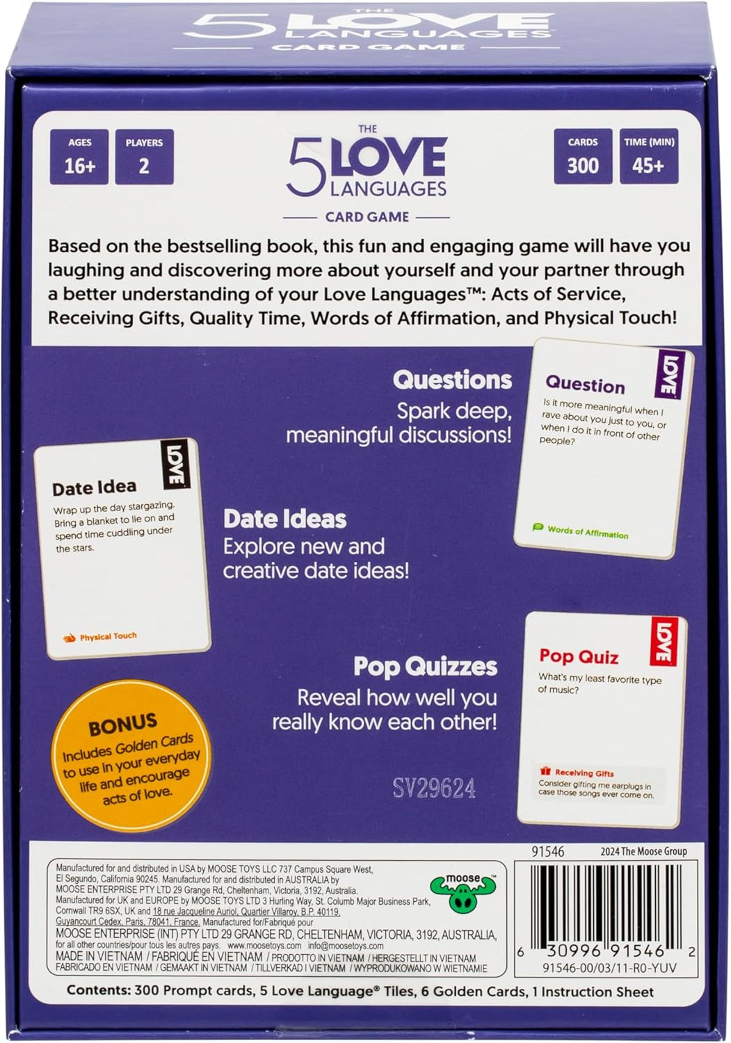 The 5 Love Languages® Card Game, Discover More about Yourself & Your Partner, 300 Prompt Cards to Spark Deep, Meaningful Conversations, Create New Date Ideas and Fun Quiz Questions for 2 Players, 16+