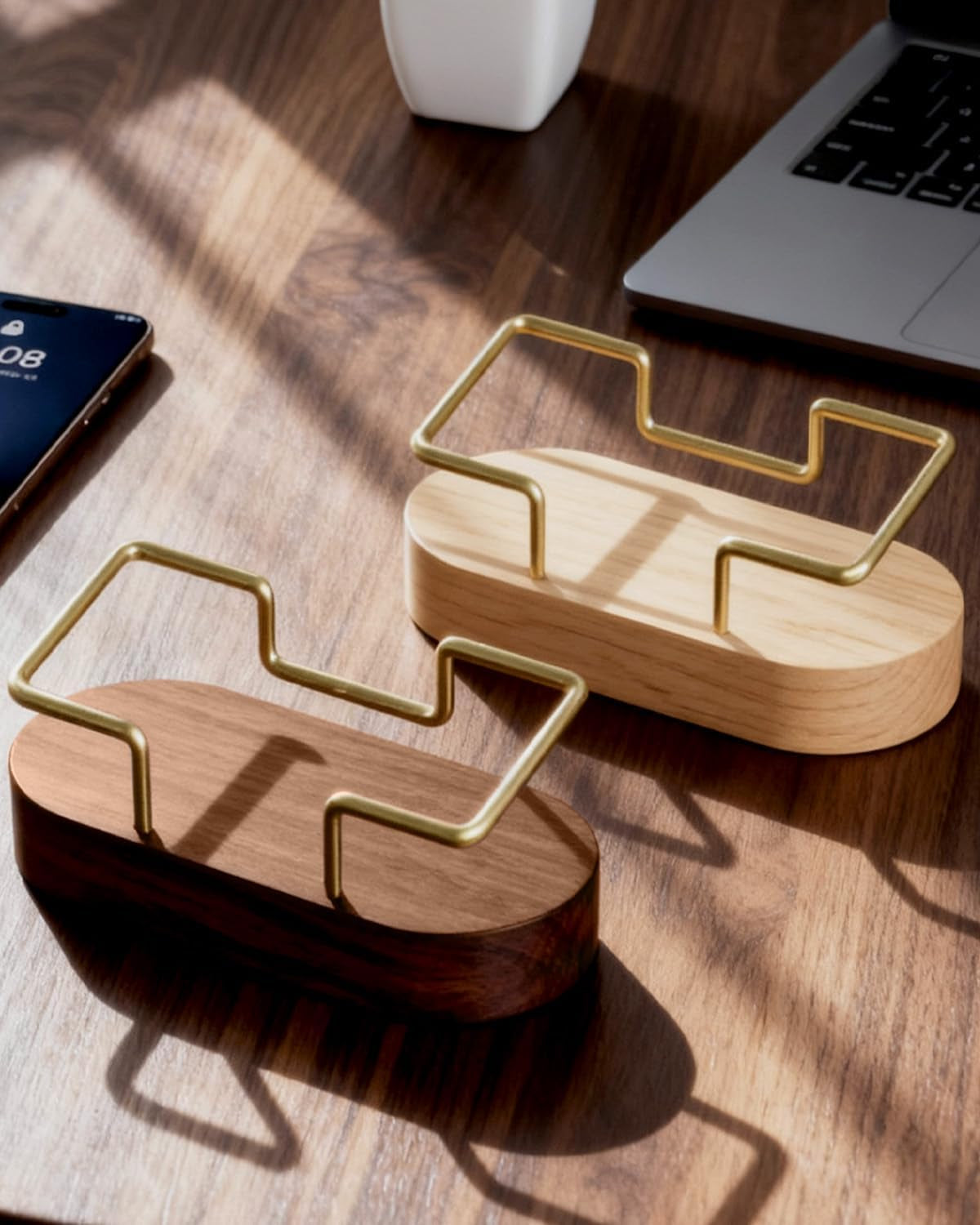 Wood Business Card Holder Desk, Creative Wooden Business Card Display Stand, Office Essentials, Minimalist Office Decor (Walnut 1Pack)